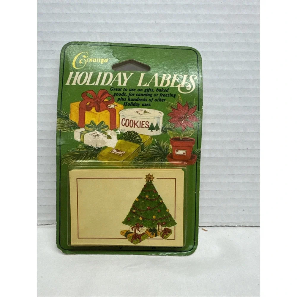 Vintage Conimar Holiday Labels Xmas Tree NOS Self sticking 24 2